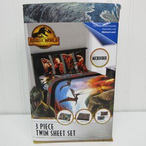 Jurassic World Dominion Twin Sheet Set 3Pcs Microfiber Dinosaur T-Rex Kids Room